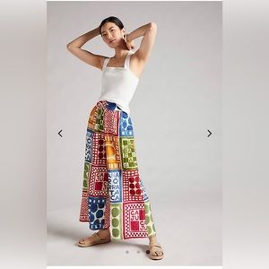 Farm Rio Cropped Wide-Leg Pants size medium | anthropologie pants